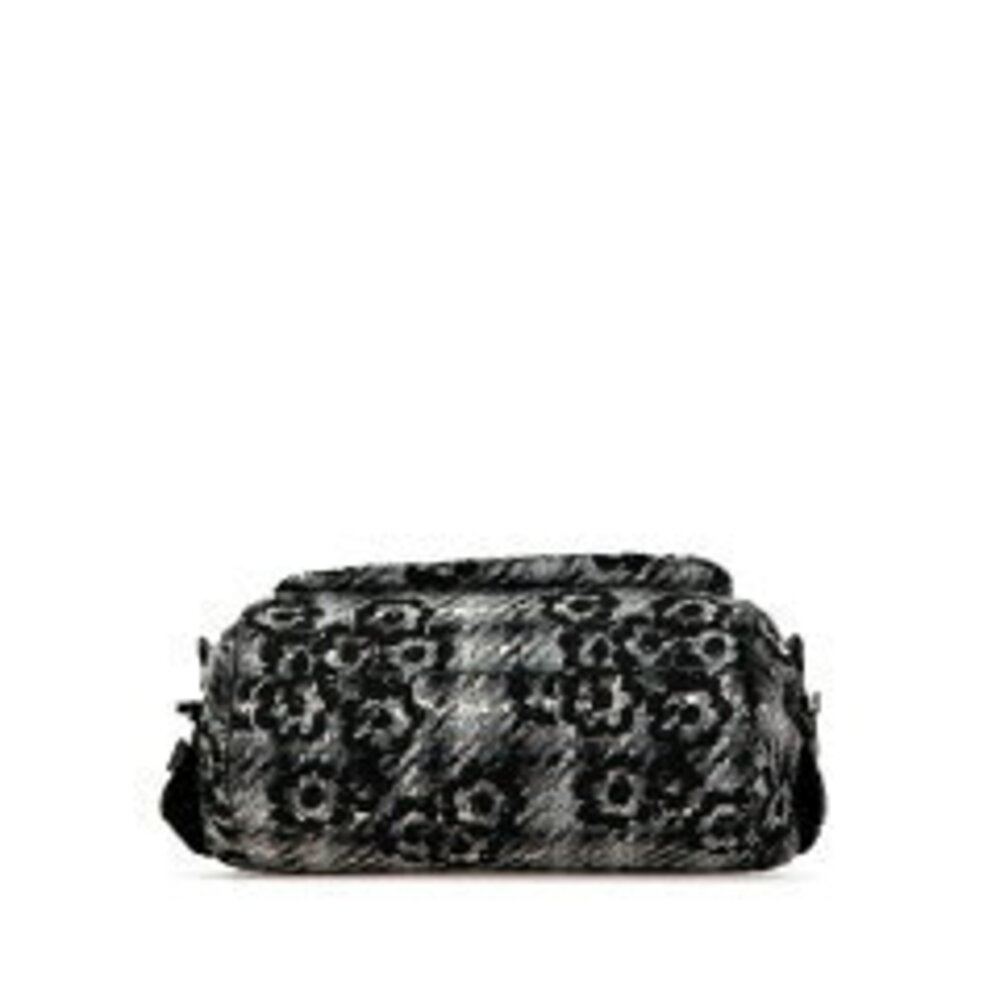 Chanel Bag Tweed Gray Shoulder Camellia Chain Leather Black